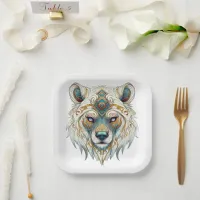 Native American Spiritual Wolf Paper Plate