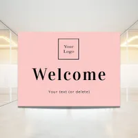 Blush pink business logo welcome window cling