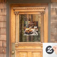 Cute Tabby Cat Reaching for Cookies Christmas Window Cling