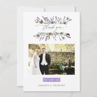 Cotton Lavender Wedding Photo Collage Thank You Card