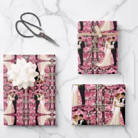 Adorable wedding couple wrapping paper sheets