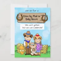 Drive by or Mal in Cowboy Family Boy's Baby Shower Invitation