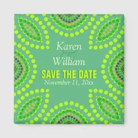 Green Teal Tribal Save the Date Magnet