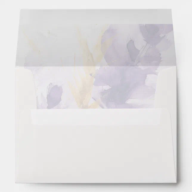 Lavender Golden Watercolor Floral Envelope