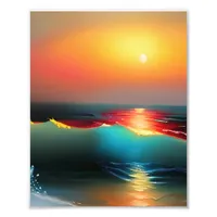 Ethereal Ocean and Sunset AI Art Photo Print