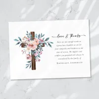 Love & Thanks Eucalyptus Cross Funeral Memorial Thank You Card