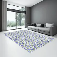 Blue Hydrangeas Botanical Floral Pattern 12x9 ft Rug