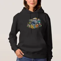 Vintage Camera in Flowers Watercolor Hoodie