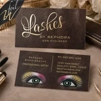 Glam Eyelash Extension Technician Foil Business Cards