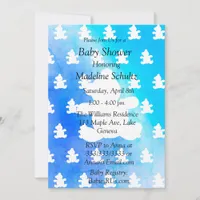 Blue Boy's Teddy Bear Themed Baby Shower Invitation