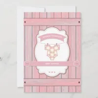 Vintage Retro Pink Baby Girl Shower add photo Invi Invitation