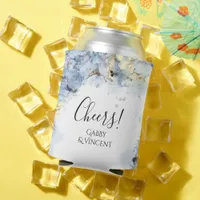 Blue Hydrangea Flowers Watercolor Wedding Favor  Can Cooler