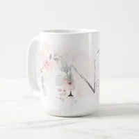 Delicate Blush Pink Rose Monogram Letter N Coffee Mug