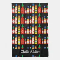 Chili Addict Chilli Bottles Patterned Kitchen Towel