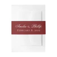 Elegant Garnet Red and White Wedding Invite Bands Invitation Belly Band