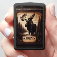 John's Woodland Moose Sign Zippo Lighter