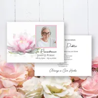 Pink Water Lily Flower Death Anniversary Memorial Invitation