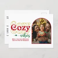 Classic Christmas Cozy Vibes Retro Christmas Photo Holiday Postcard