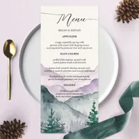 Misty Mountain Romance Wedding Menu