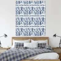 Caribbean Tribal Mudcloth: Navy Blue, White Canvas Print