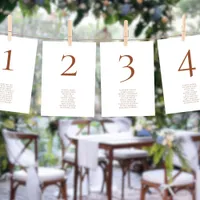 Terracotta Text Table Number Seating Chart Card