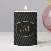 Elegant, Sophisticated Striped Monogram  Pillar Candle