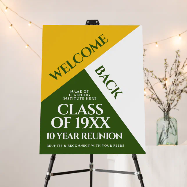 Green & Gold School College Class Reunion Welcome Foam Board