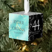 Elegant 44th Turquoise Wedding Anniversary Cube Ornament