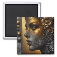 Pretty Woman in Gold Ethereal Magnet