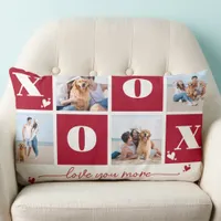 XOXO Bold Modern 4 Photo Happy Valentines Day Lumbar Pillow