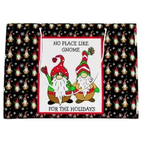 No Place like Gnome for the Holidays Christmas Large Gift Bag