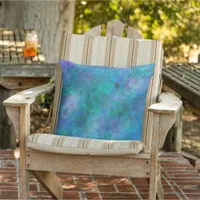 Blue Bokeh Abstract Digital Art T  Outdoor Pillow