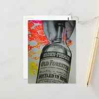 Whisky Bottle Floral Bottled in Bond Collage Postcard
