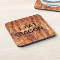 I Eat Bacon Text with Background Coaster
