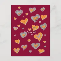 Special Hand Drawn Hearts Postcard