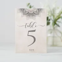 Mandala Lace Wedding Table Numbers Neutrals ID478