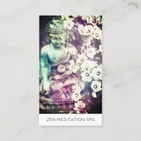 *~* Floral Flowers Buddha QR Meditation Business Card