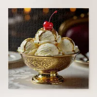 Ice Cream Sundae with Gold Syrup Blank Jigsaw Puzzle