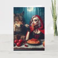 Little Red Blonde Hair Dark Fantasy Birthday  Card