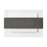 Chic Neutrals Wedding Details Charcoal ID1020 Invitation Belly Band