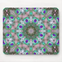 Peacock Feathers Geometric Mandala Mousepad