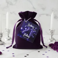 Bold Glam Purple Metallic Striped 21st Birthday Favor Tags