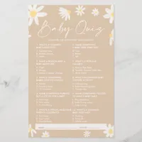 Quiz Baby Shower Game, Daisy Baby Shower Game