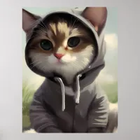 Kitten in a Hoodie Poster