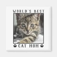 World's Best Cat Mom Paw Prints Photo Frame Magnet