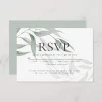 Meal Choice RSVP | Dusty Green Watercolor Leaves Invitation