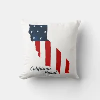 California Proud Bold Watercolor American Flag Throw Pillow