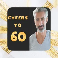 60th birthday party black gold cheers to 60 guy square sticker