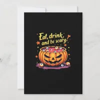 Eat, Drink, and Be Scary Scary Movie Night Hallowe Holiday Card