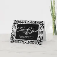 Elegant Black White Lace Thank You Card